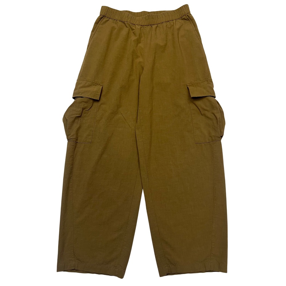 Universal Thread Olive Brown Wide Leg Elastic Waist Cotton Cargo Pants Size S/M